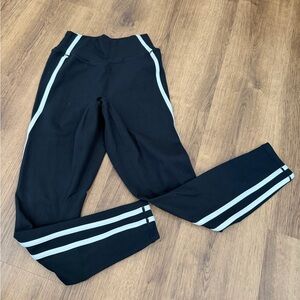 Womens Black Leggings with White Stripes